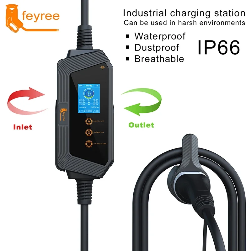 feyree 11KW 16A 3Phase Type2 P - огляд і ціна Type 2 Portable Ev Charger 11Kw Cee