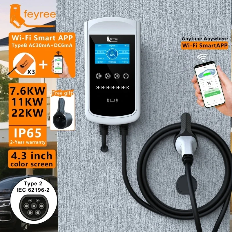 Feyree Type2 EV Charger 32A 7. - огляд і ціна Ev Charger Type 2 22Kw 32A 3 Phase